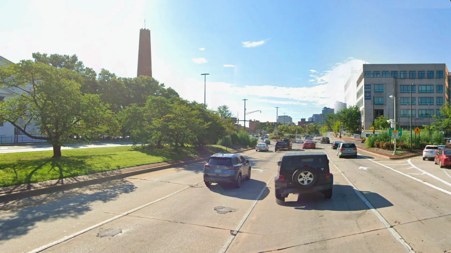 President Street looking toward the historic Shot Tower today